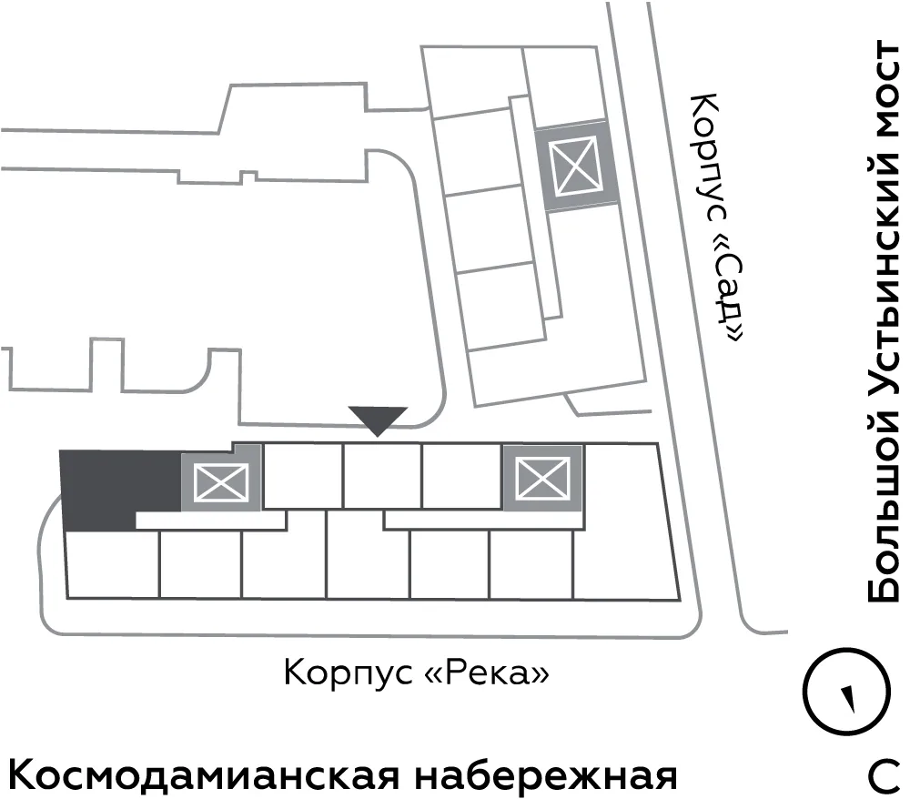 Планировка: 73,6 м², две спальни, 2 этаж, корпус «Река»